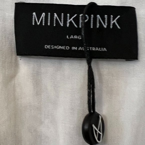 NWOT MINKPINK Maxi Dress Linen Blend Floral Button Down Size L Short Sleeve - Picture 4 of 10